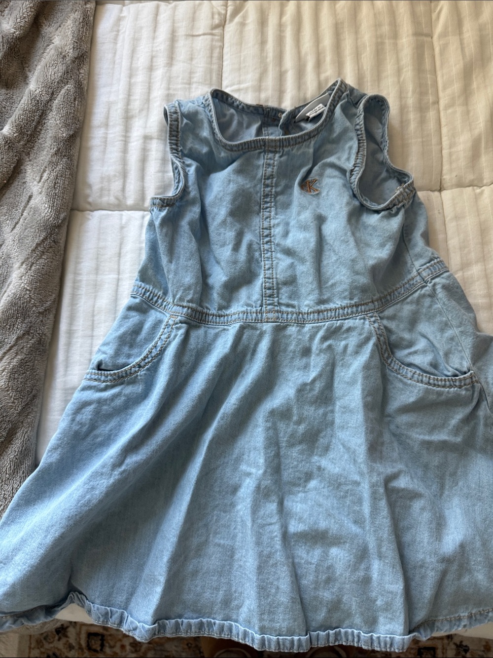 Calvin Klein Jeans Light Blue Denim Girls' Sleeveless Dress